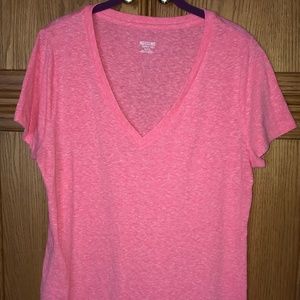 Women's XXL Pink Heather V-neck T-shirt